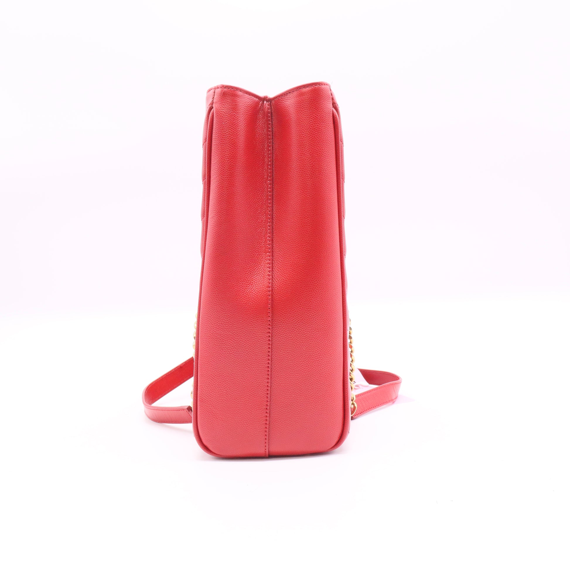 Red Quilted Grained Leather Monogram Chain Bo Cassandre Tote Bag Twins