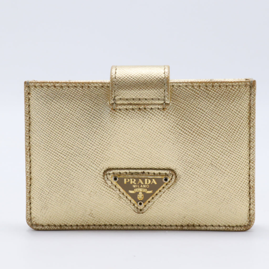 Saffiano Metal Accordion Card Case Platino