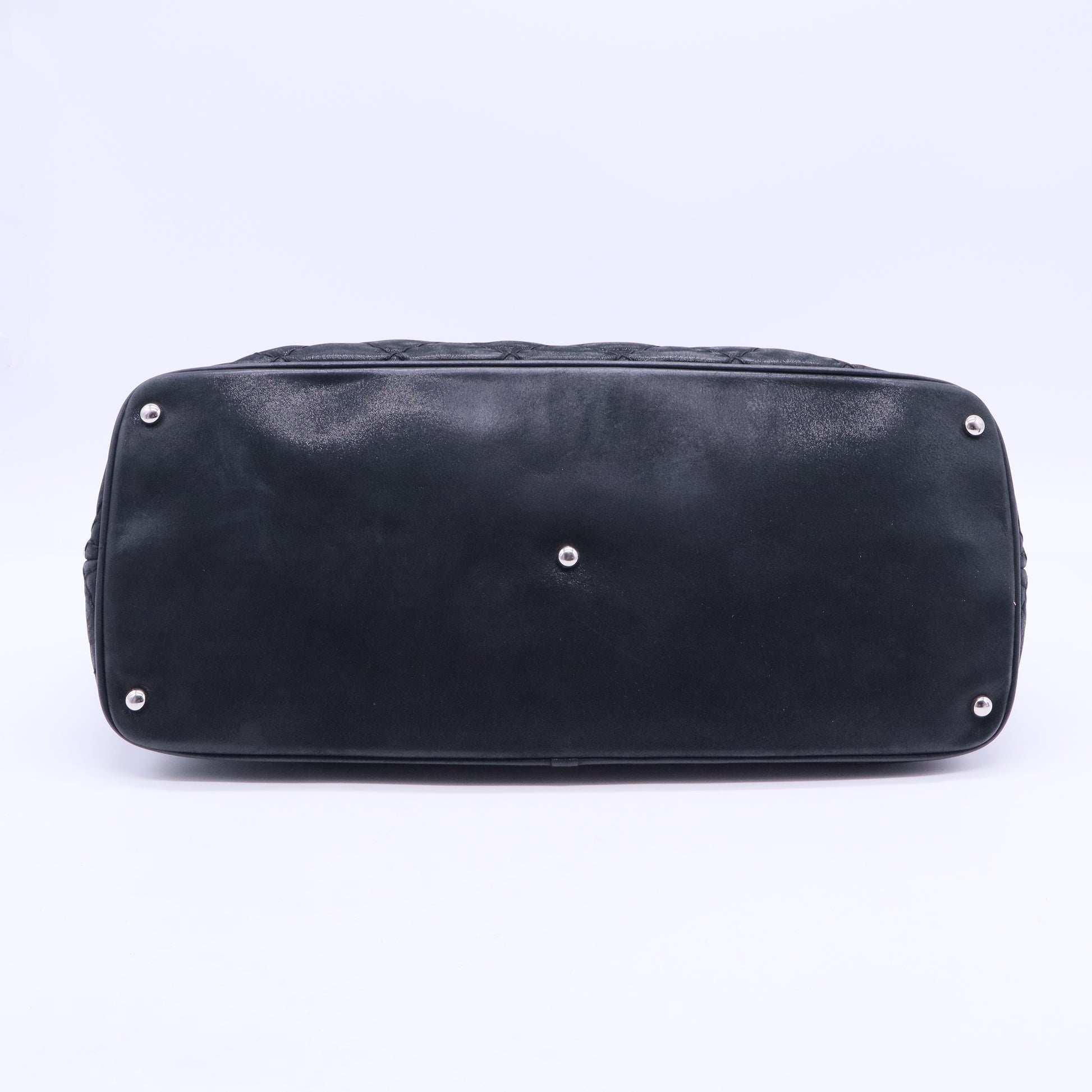 Iridescent Calfskin Quilted Small Sea Hit Tote Navy B10983