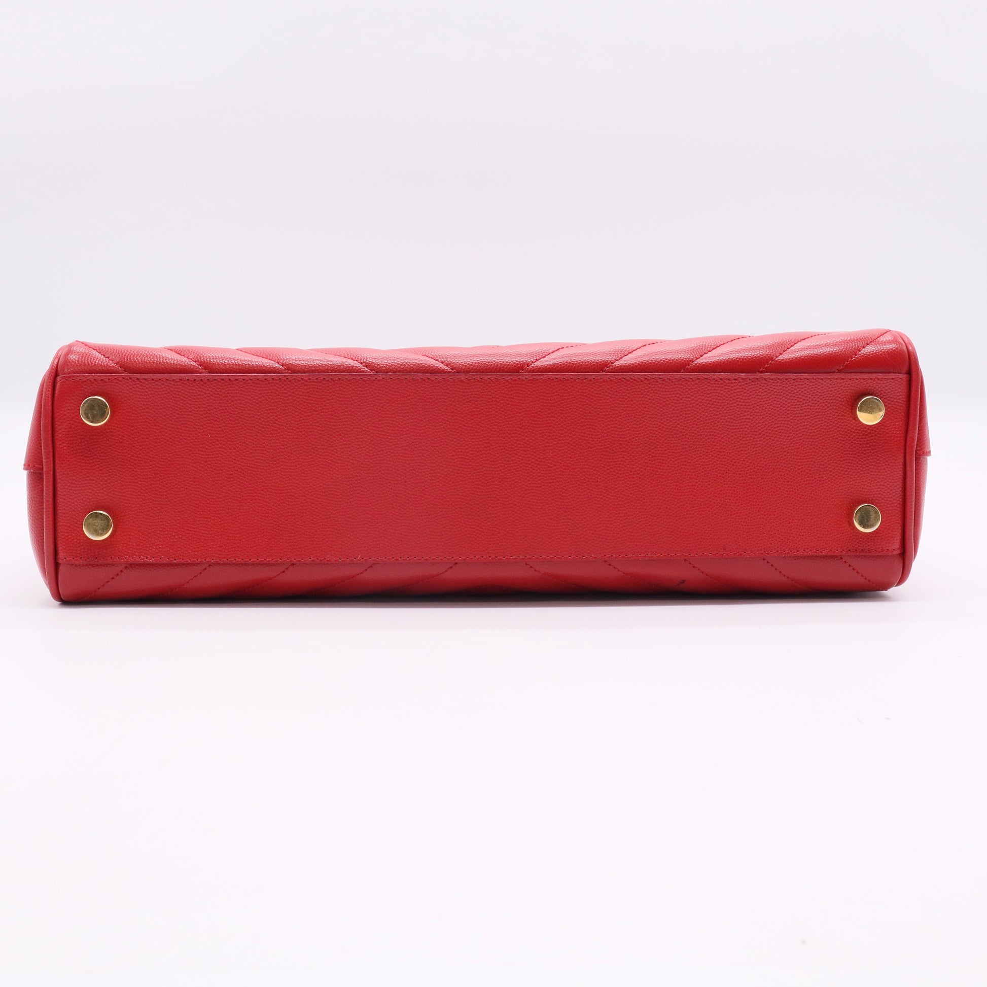 Red Quilted Grained Leather Monogram Chain Bo Cassandre Tote Bag Twins
