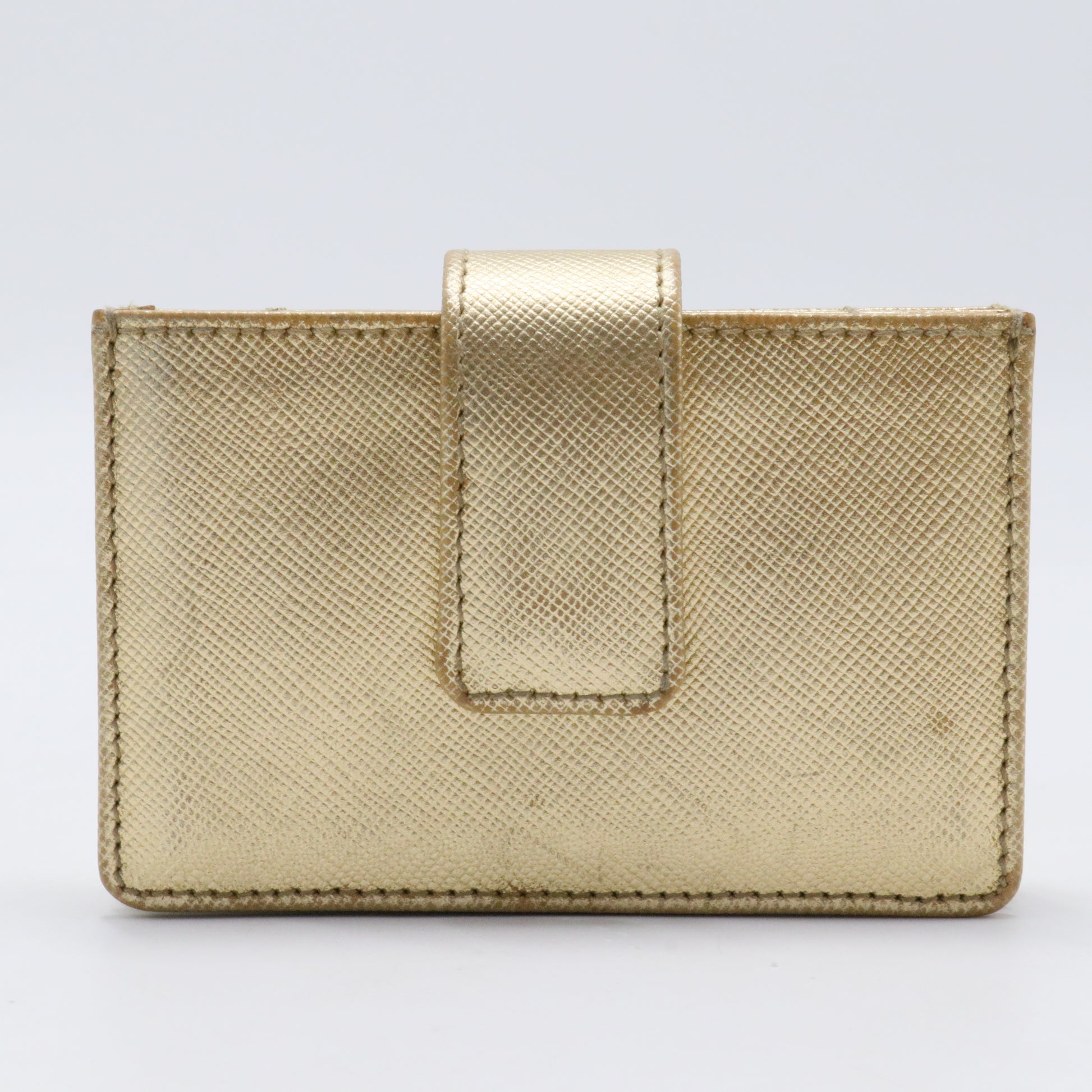 Saffiano Metal Accordion Card Case Platino