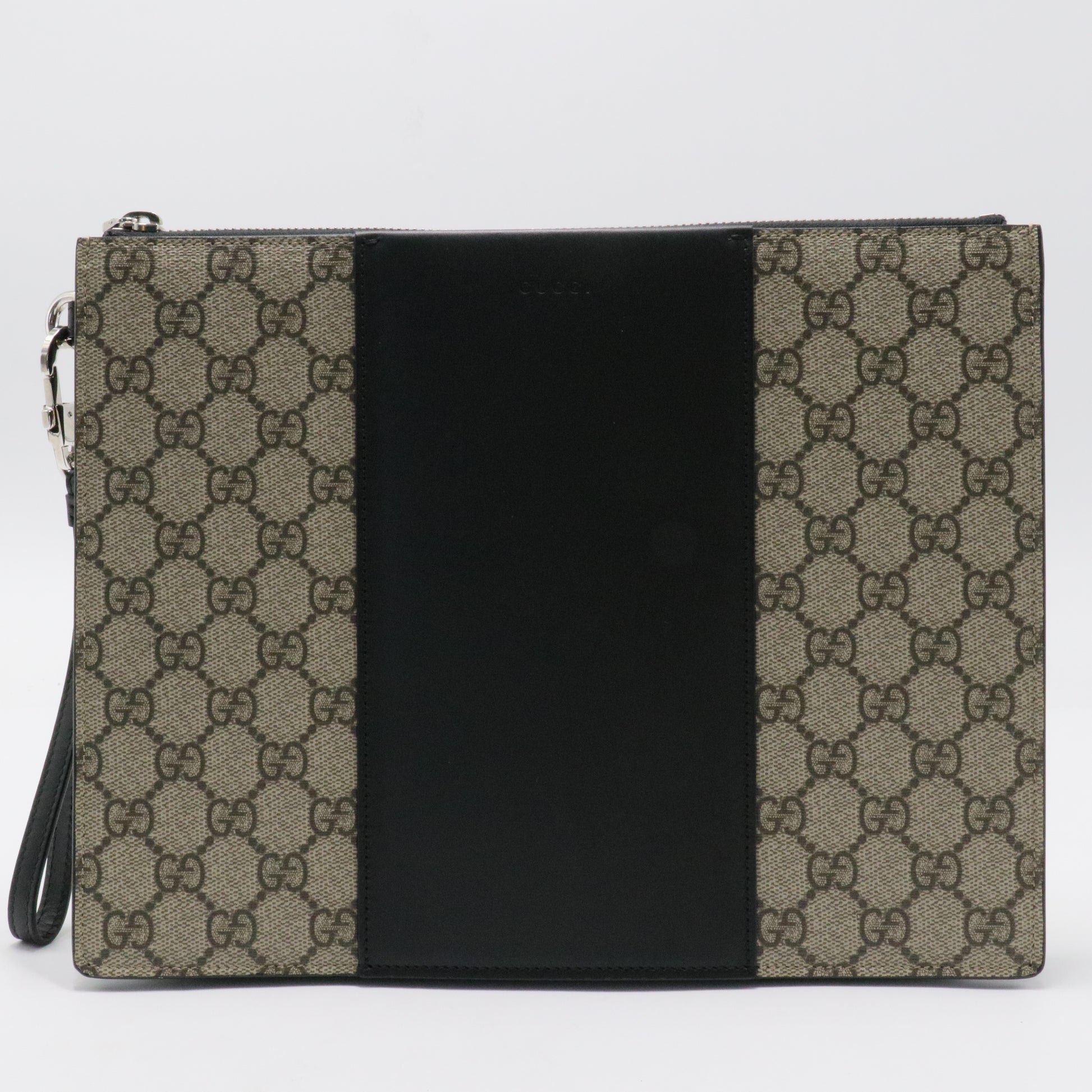 Wristlet Zip Pouch GG Coated Canvas and Leather Large