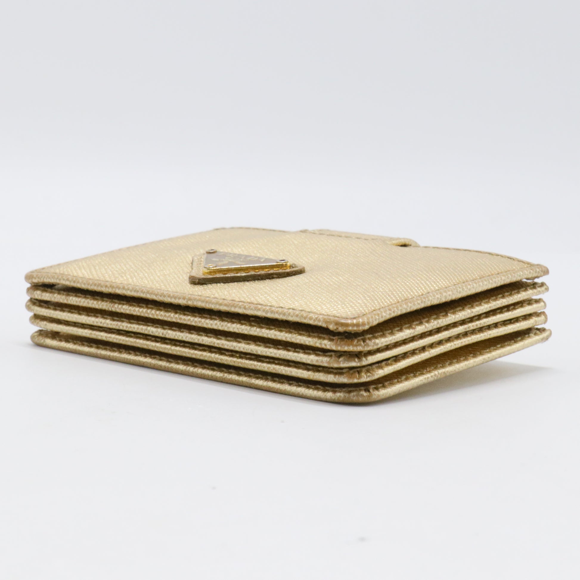 Saffiano Metal Accordion Card Case Platino