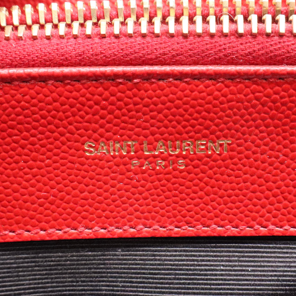 Red Quilted Grained Leather Monogram Chain Bo Cassandre Tote Bag Twins