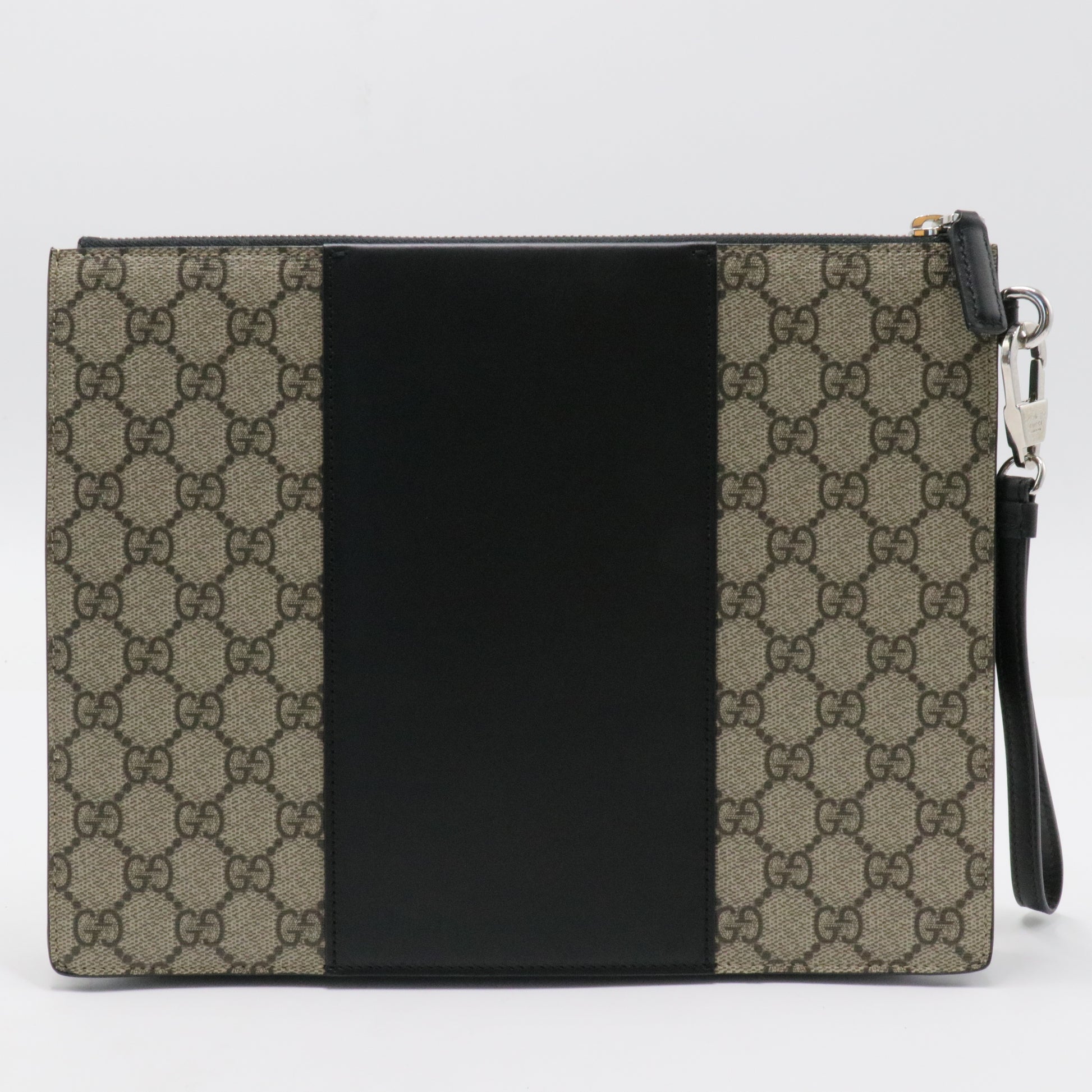 Wristlet Zip Pouch GG Coated Canvas and Leather Large