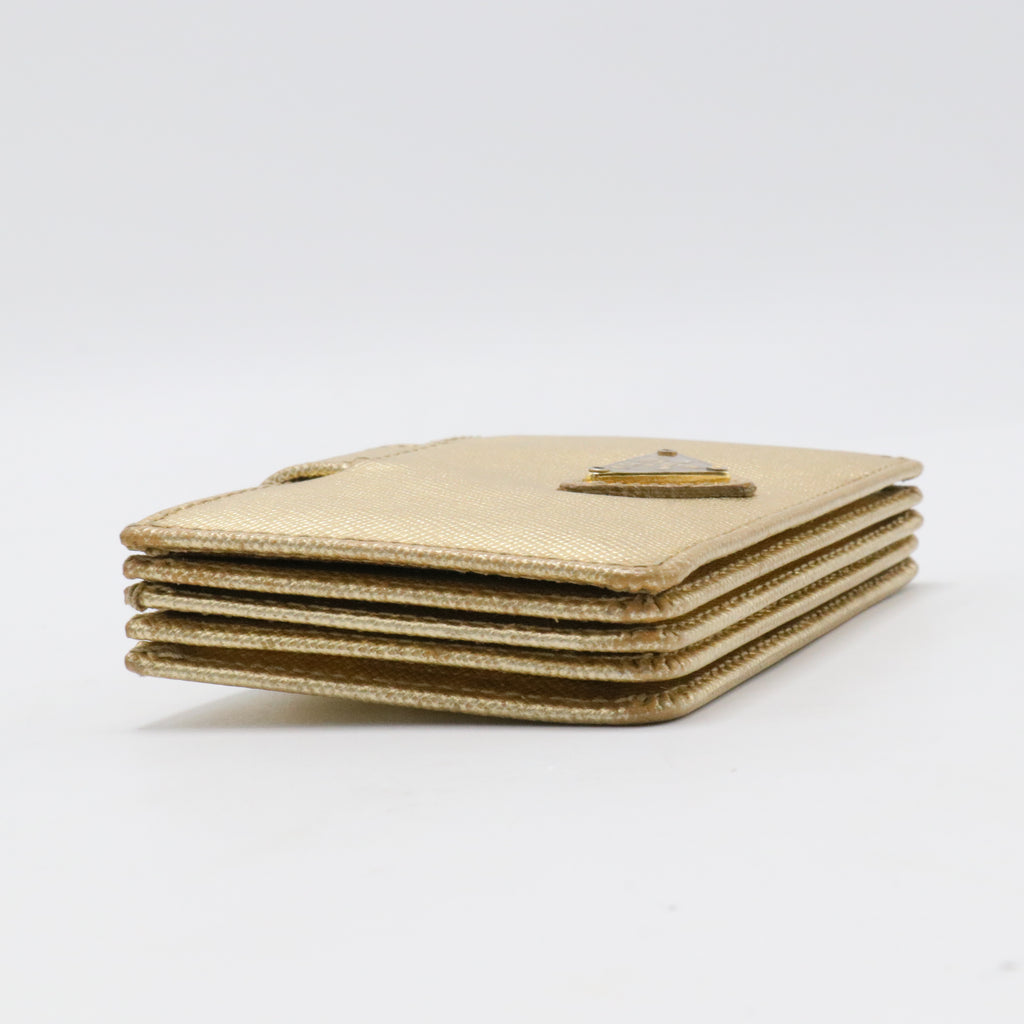 Saffiano Metal Accordion Card Case Platino