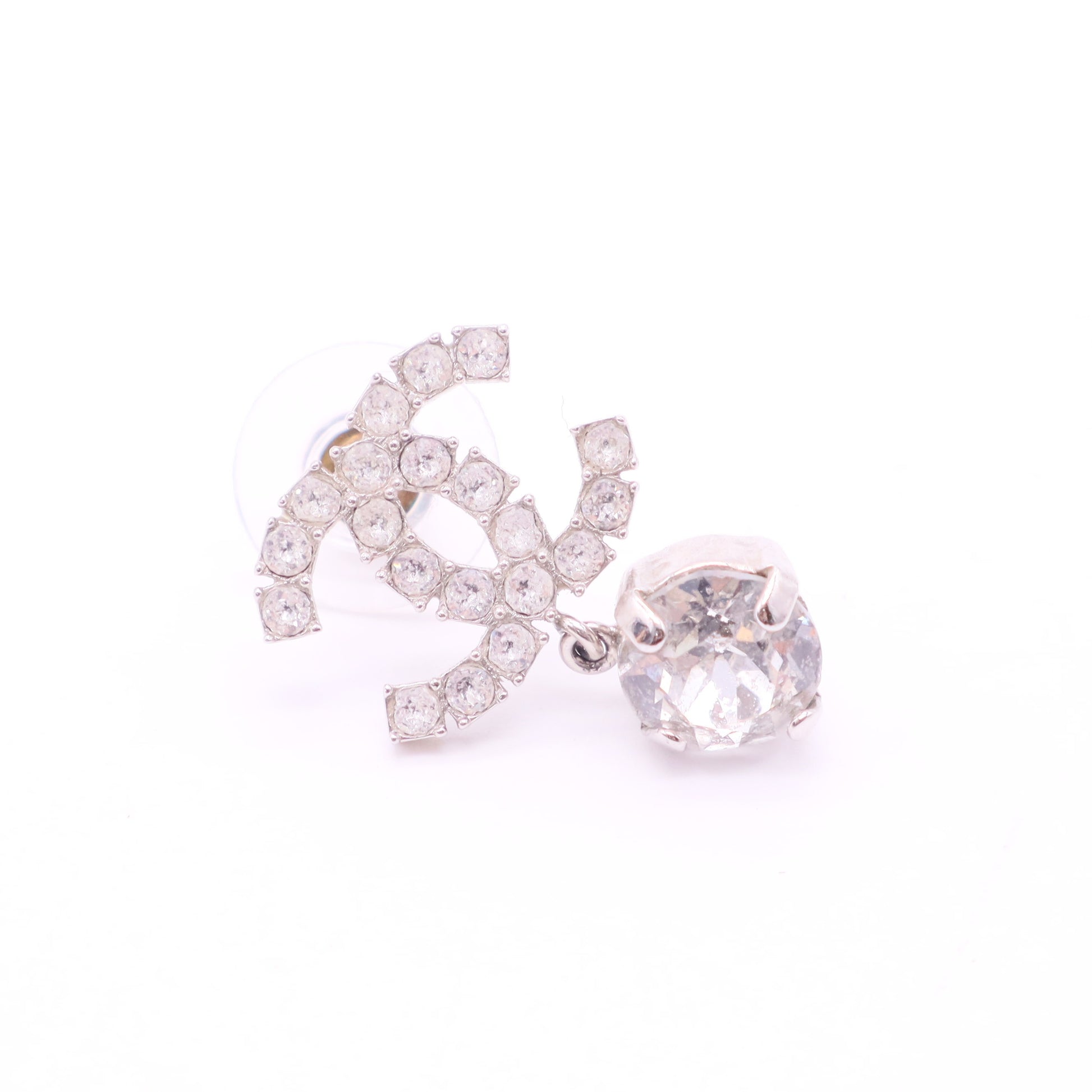 CC Drop Earrings Metal with Crystals and Faux Pearls Twins