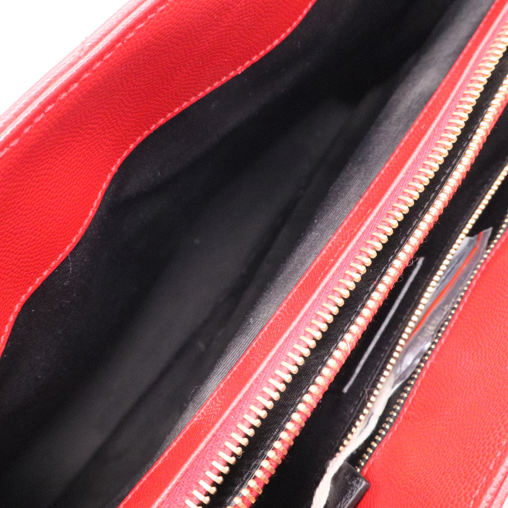 Red Quilted Grained Leather Monogram Chain Bo Cassandre Tote Bag Twins