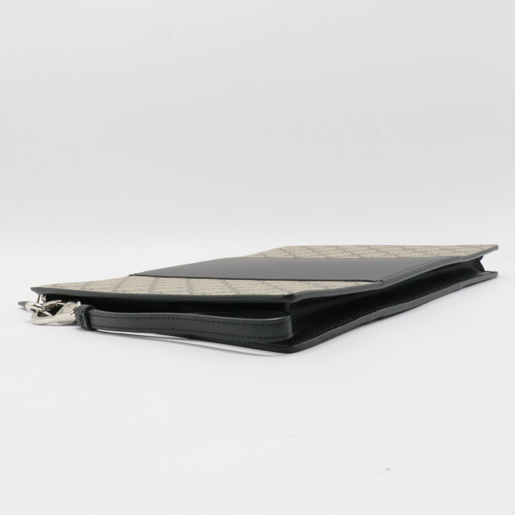 Wristlet Zip Pouch GG Coated Canvas and Leather Large