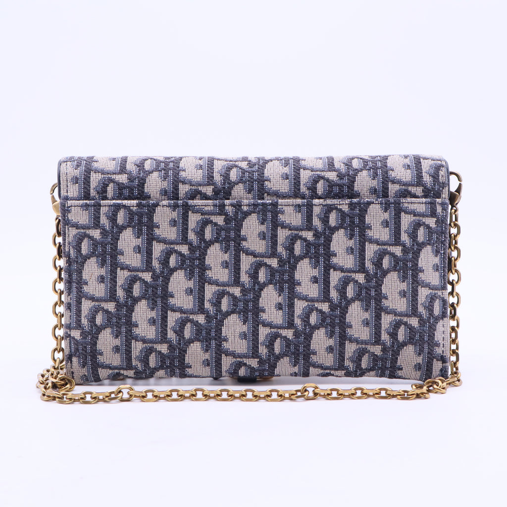 Oblique Saddle Chain Long Wallet Blue B20317