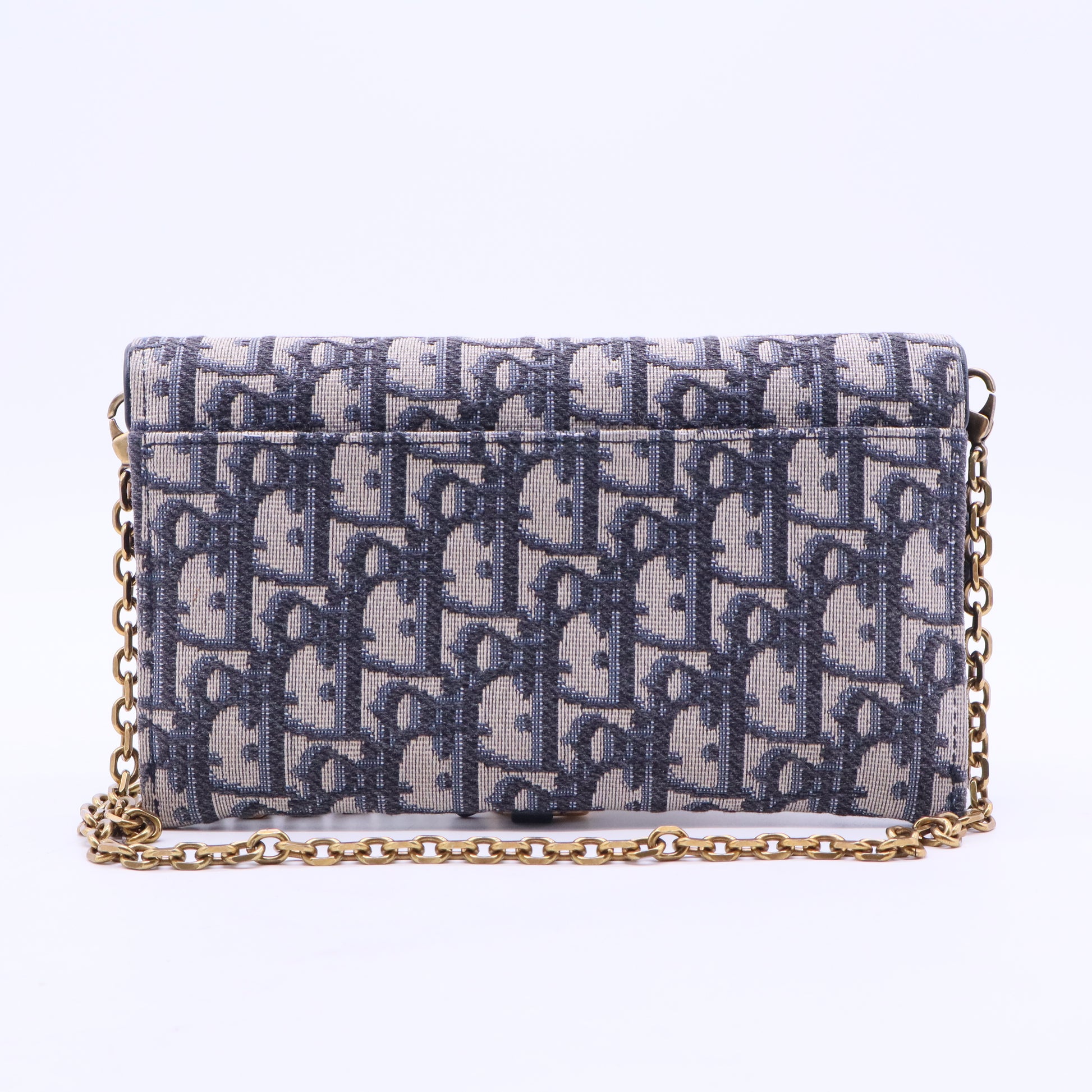 Oblique Saddle Chain Long Wallet Blue B20317