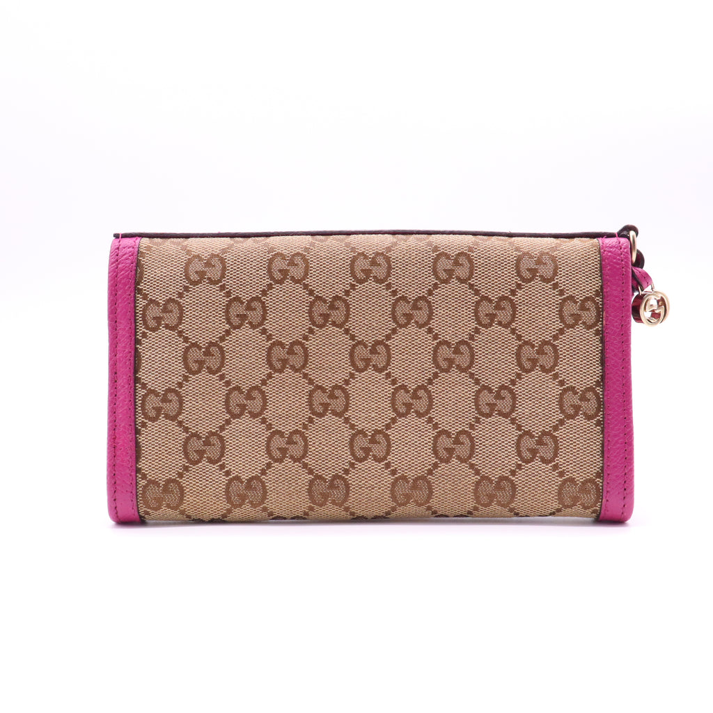 Monogram Dollar Calfskin Continental Flap Wallet Beige Ebony Tabacco W21500