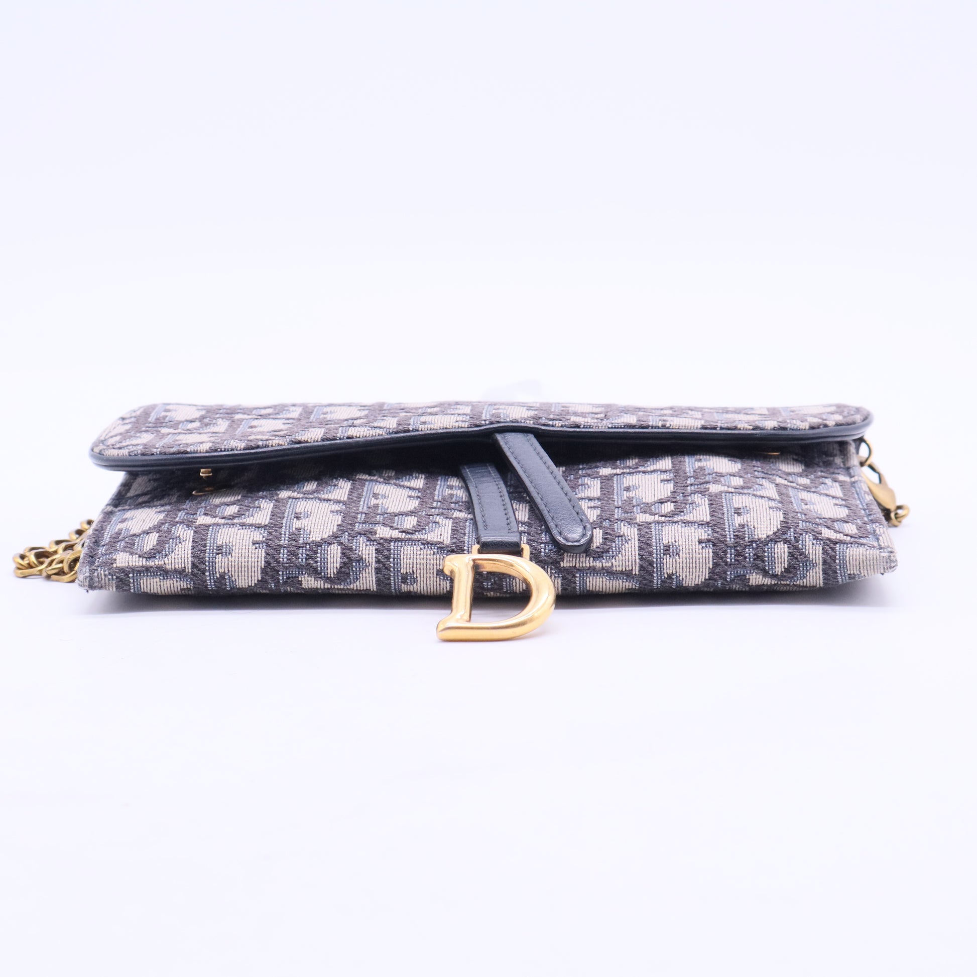Oblique Saddle Chain Long Wallet Blue B20317