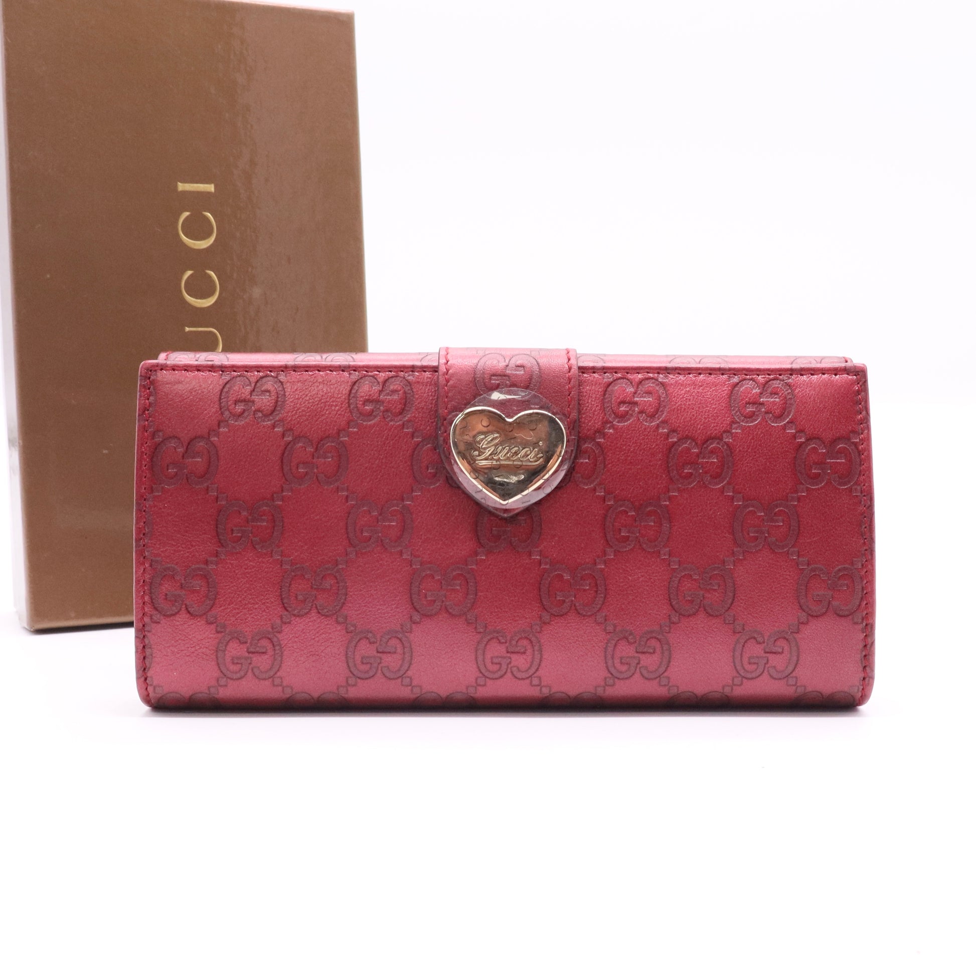 Microguccissima Limited Edition Heart Continental Red Leather Wallet twins