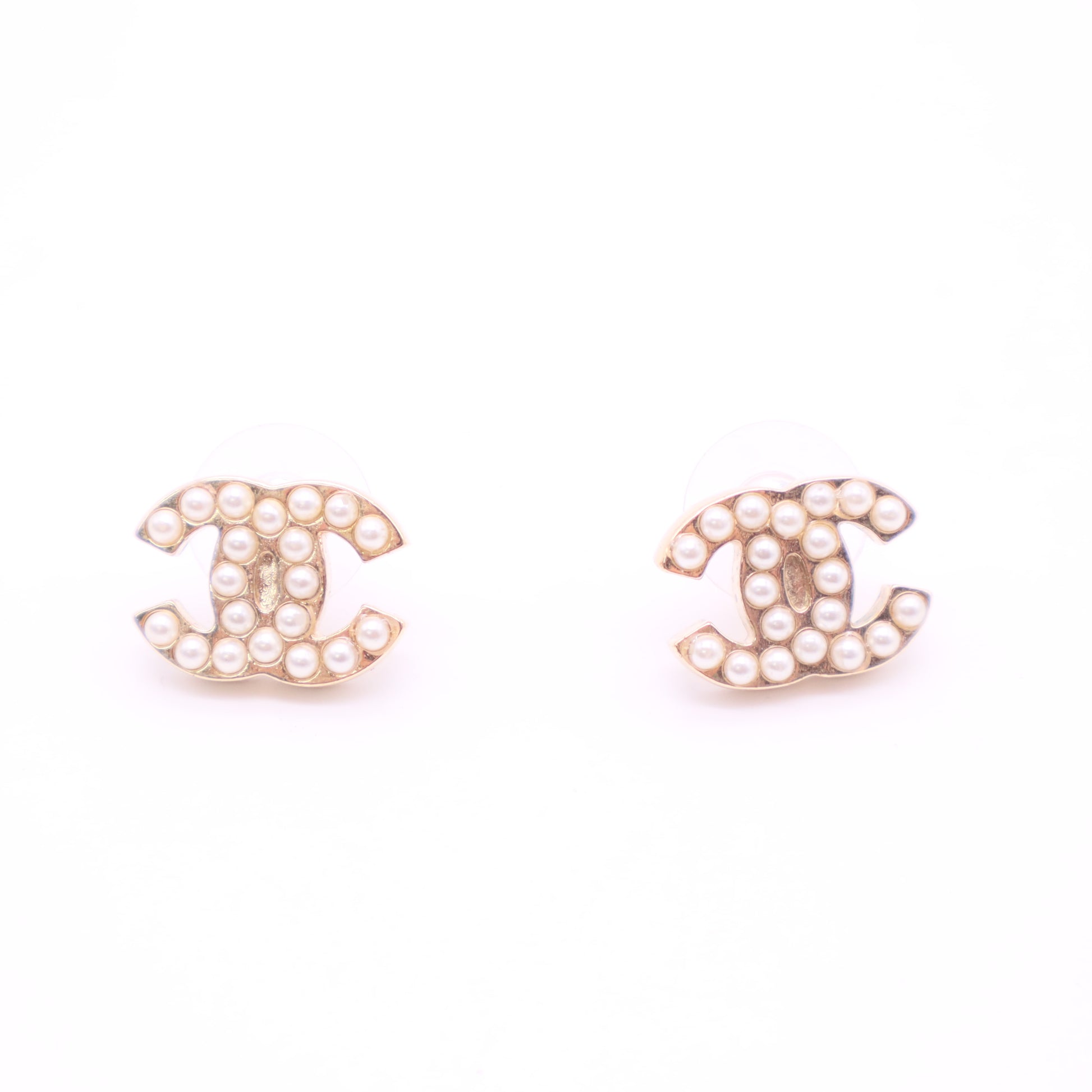 CC Logo Earrings Metal Gold-Tone Crystal Twins