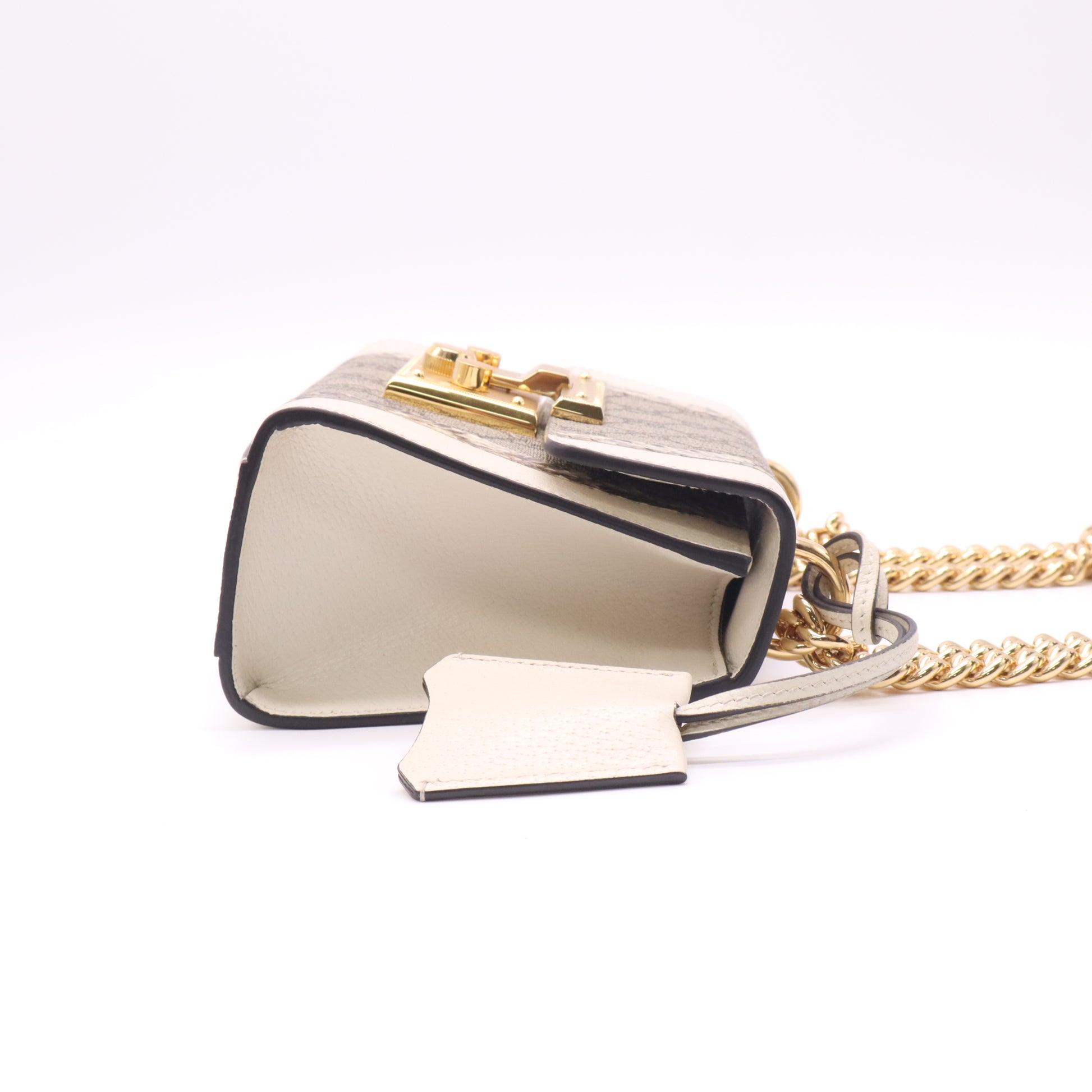 Gucci Padlock GG Supreme Small Shoulder Bag with Snakeskin Trim B22978