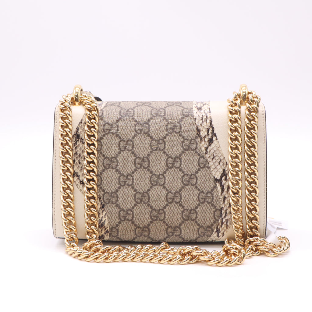 Gucci Padlock GG Supreme Small Shoulder Bag with Snakeskin Trim B22978