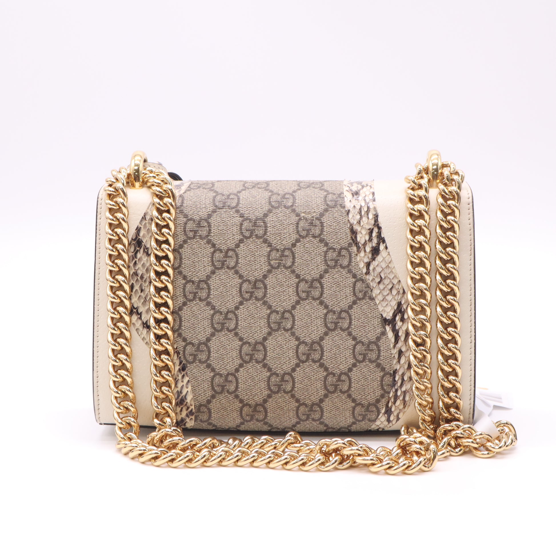 Gucci Padlock GG Supreme Small Shoulder Bag with Snakeskin Trim B22978