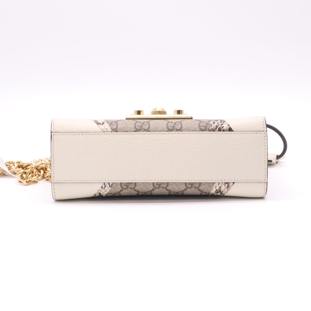 Gucci Padlock GG Supreme Small Shoulder Bag with Snakeskin Trim B22978