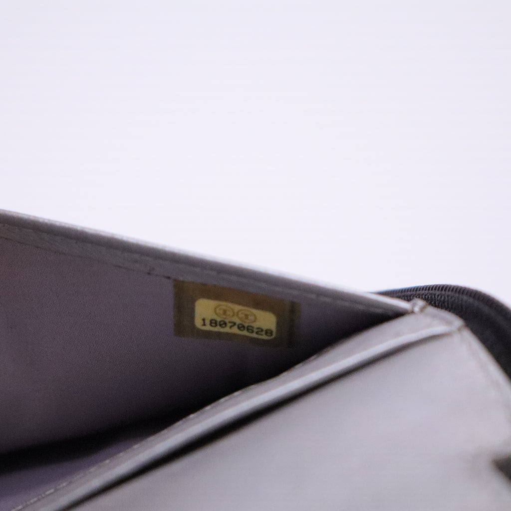 Lambskin Camellia Embossed Zip Around Organizer Wallet