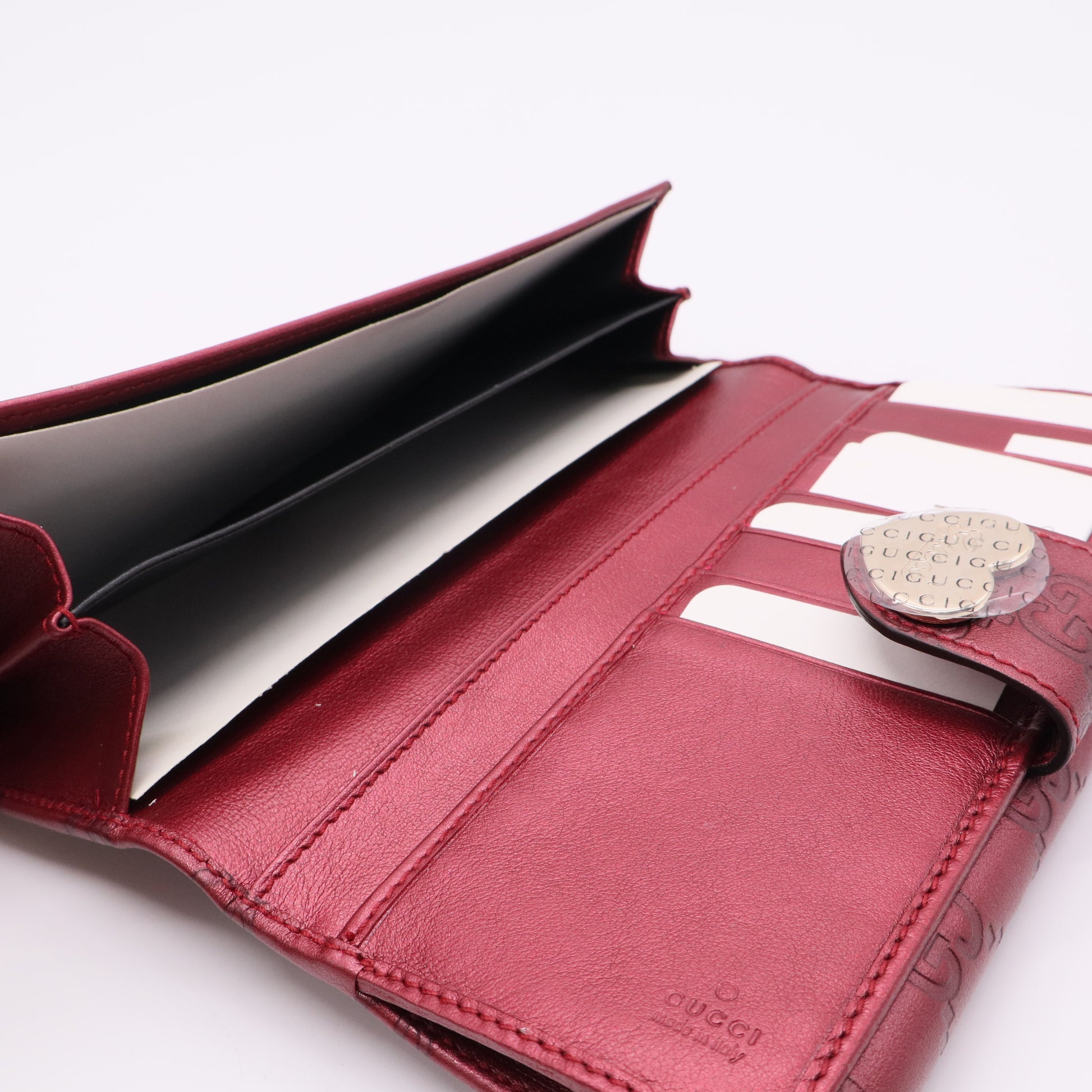 Microguccissima Limited Edition Heart Continental Red Leather Wallet twins