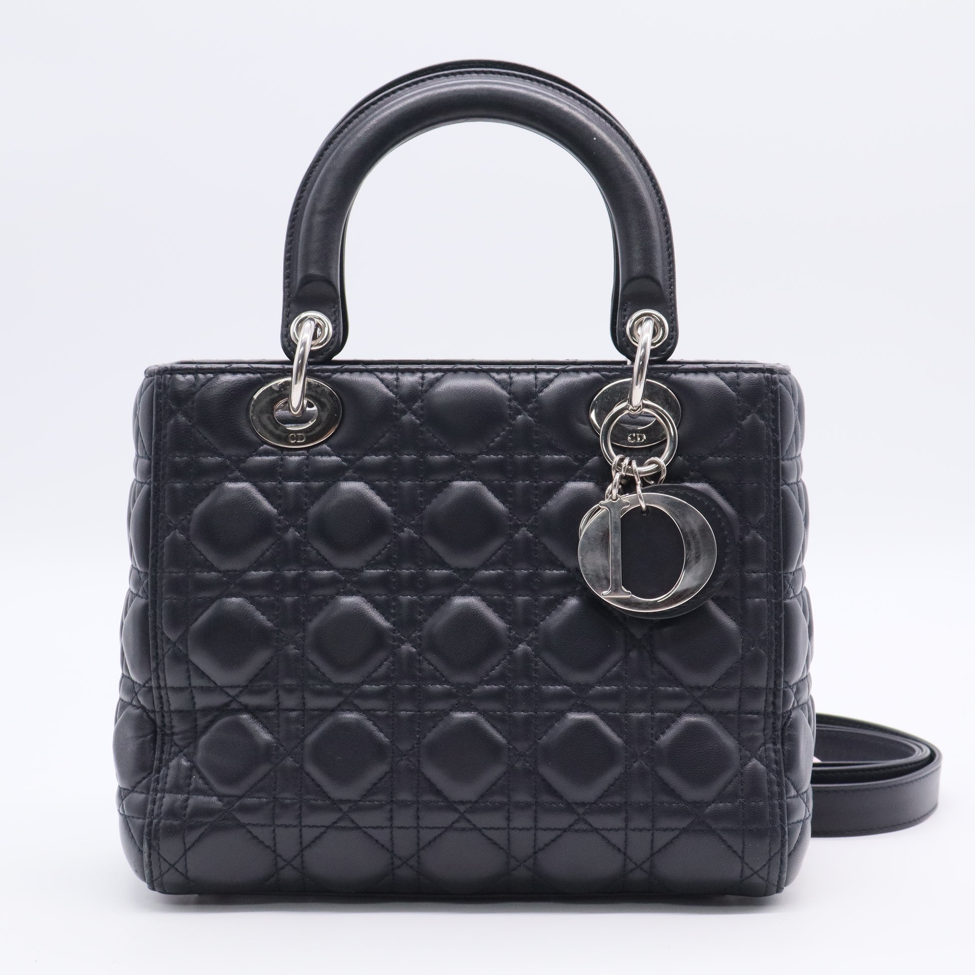 Lambskin Cannage Medium Lady Dior Black Twins LDJ3037