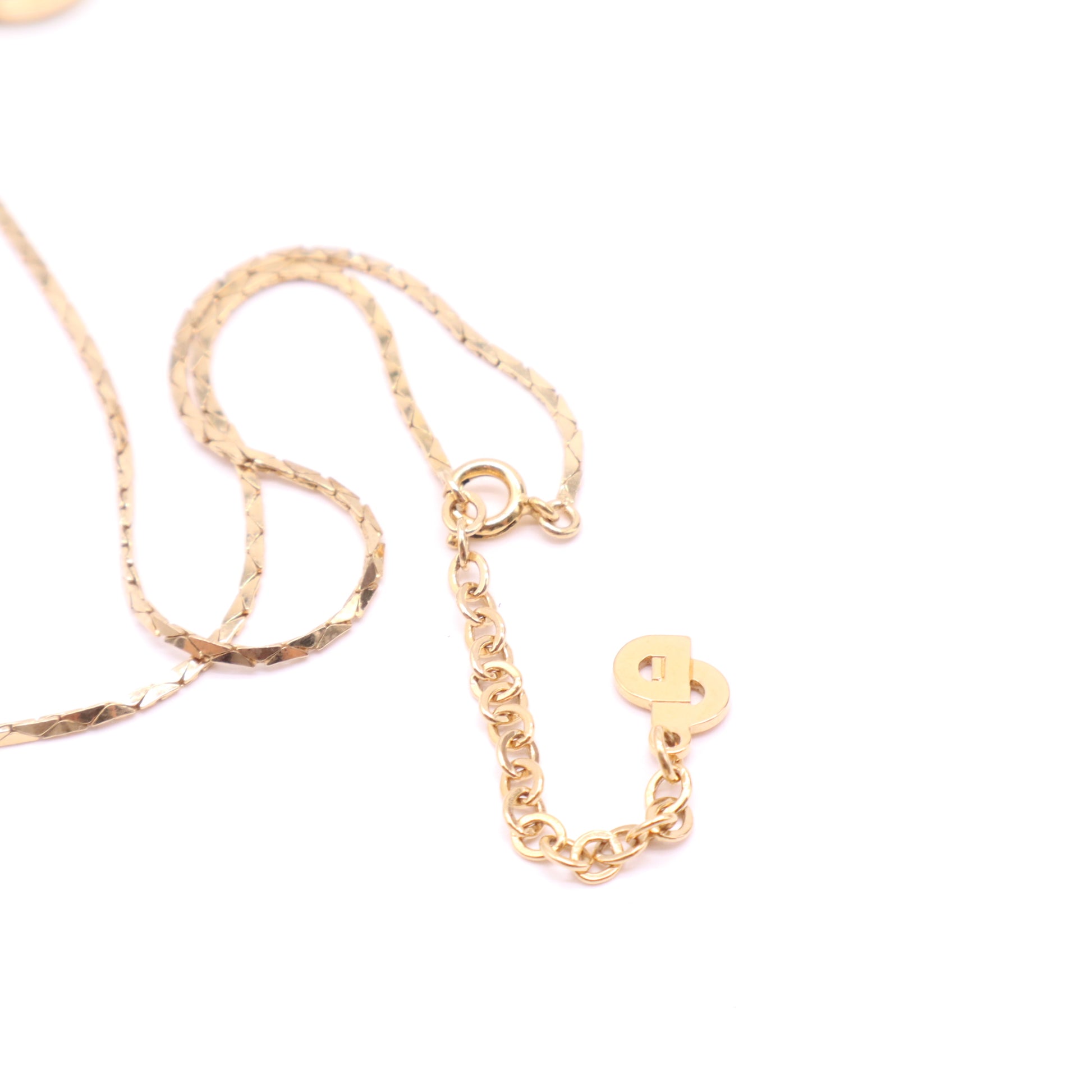 Christian Dior Vintage Black Oval Monogram Logo Rhinestone Necklace W21550