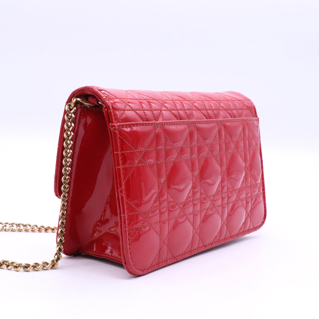 Red Cannage Patent Leather Miss Dior Promenade Chain Bag Twins LDJ3614