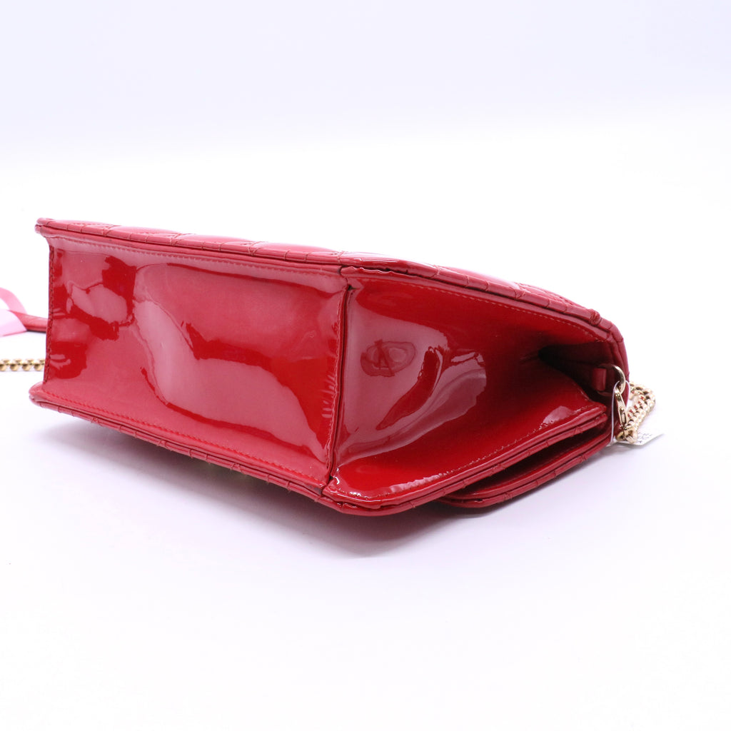Red Cannage Patent Leather Miss Dior Promenade Chain Bag Twins LDJ3614