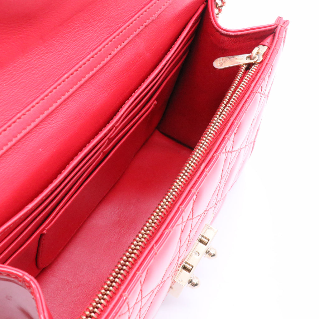 Red Cannage Patent Leather Miss Dior Promenade Chain Bag Twins LDJ3614