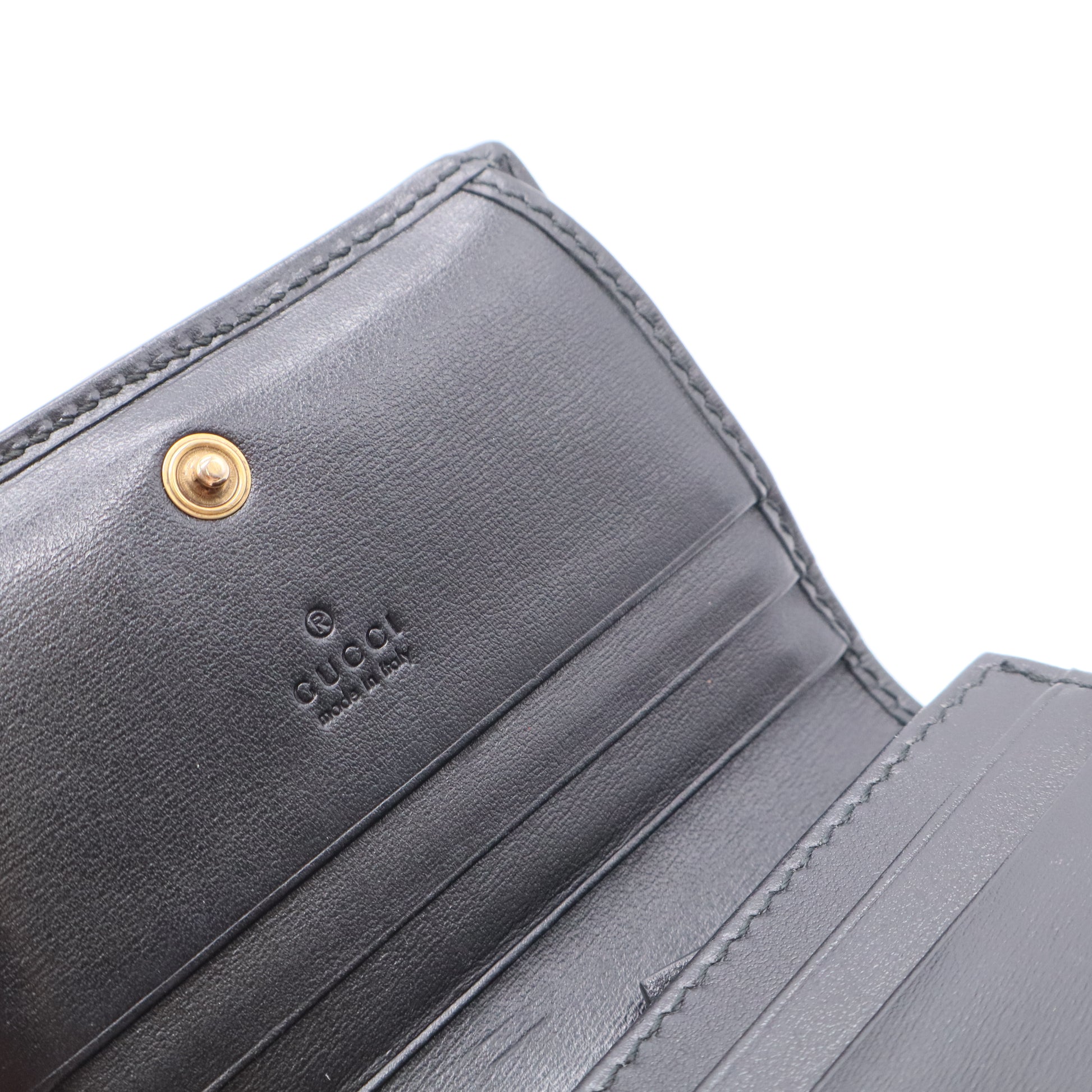 Calfskin Web Trapuntata GG Marmont Card Case Wallet Black
