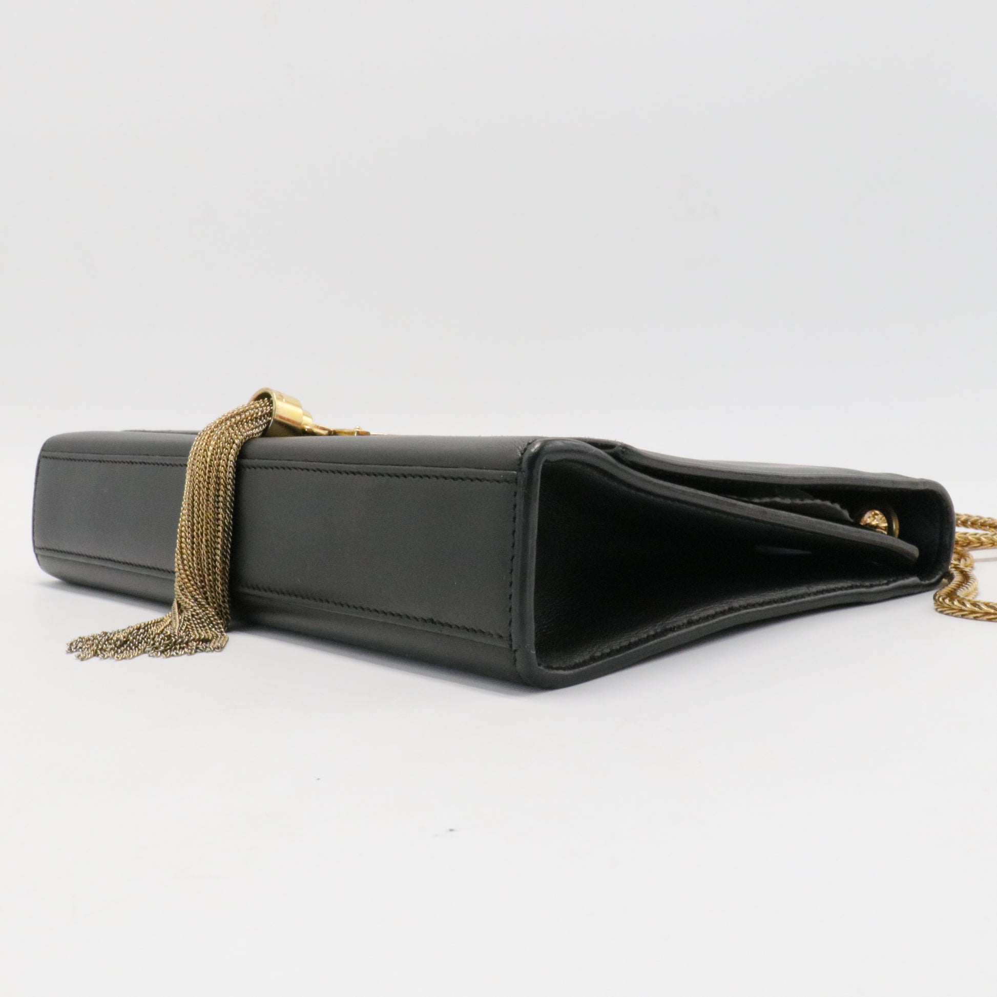 Smooth Calfskin Medium Classic Monogram Kate Tassel Satchel Black
