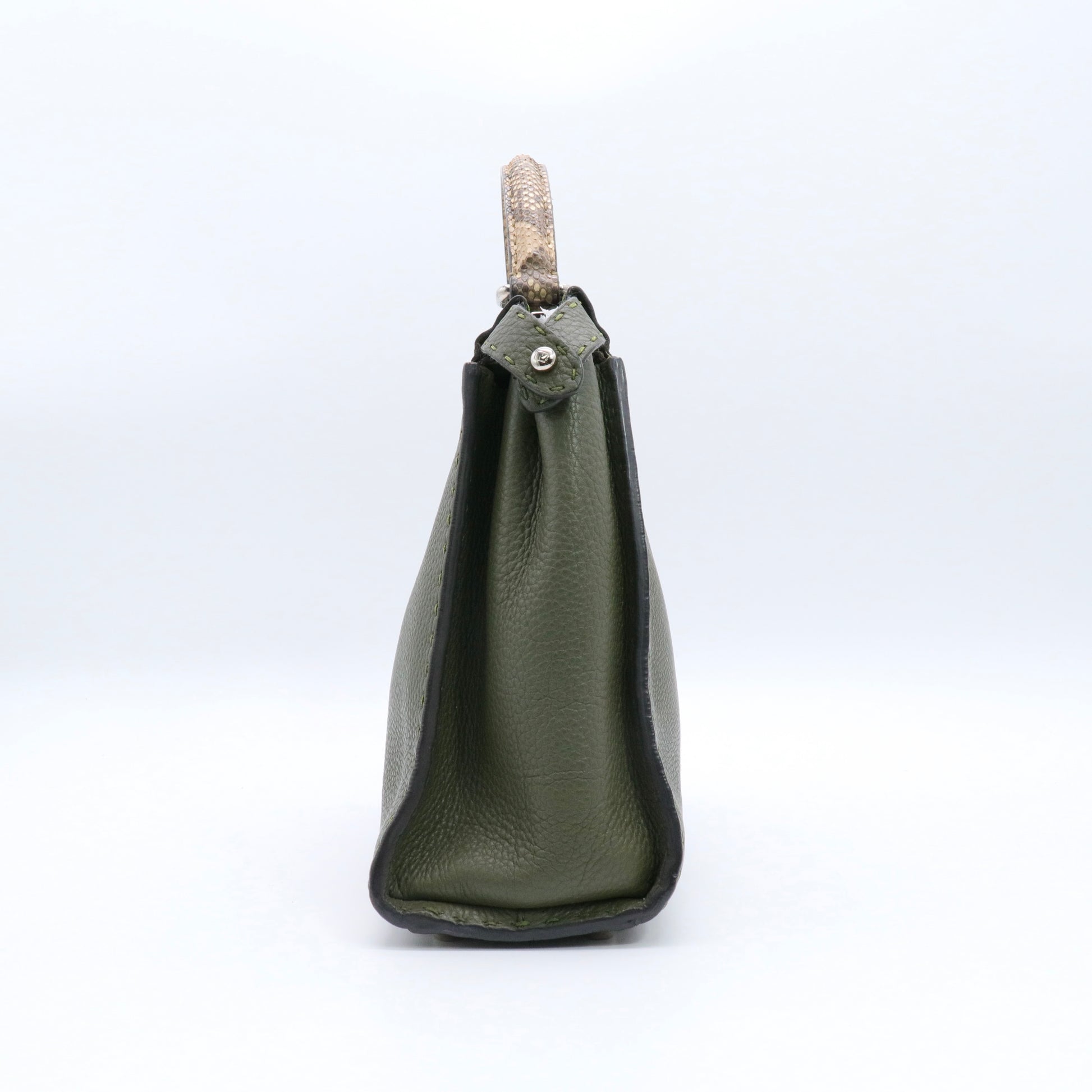 Green Leather and Python Medium Peekaboo Top Handle Bag Twins