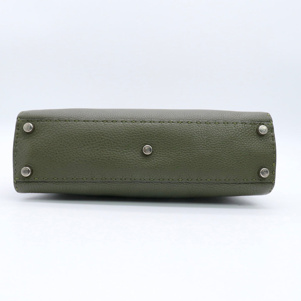 Green Leather and Python Medium Peekaboo Top Handle Bag Twins