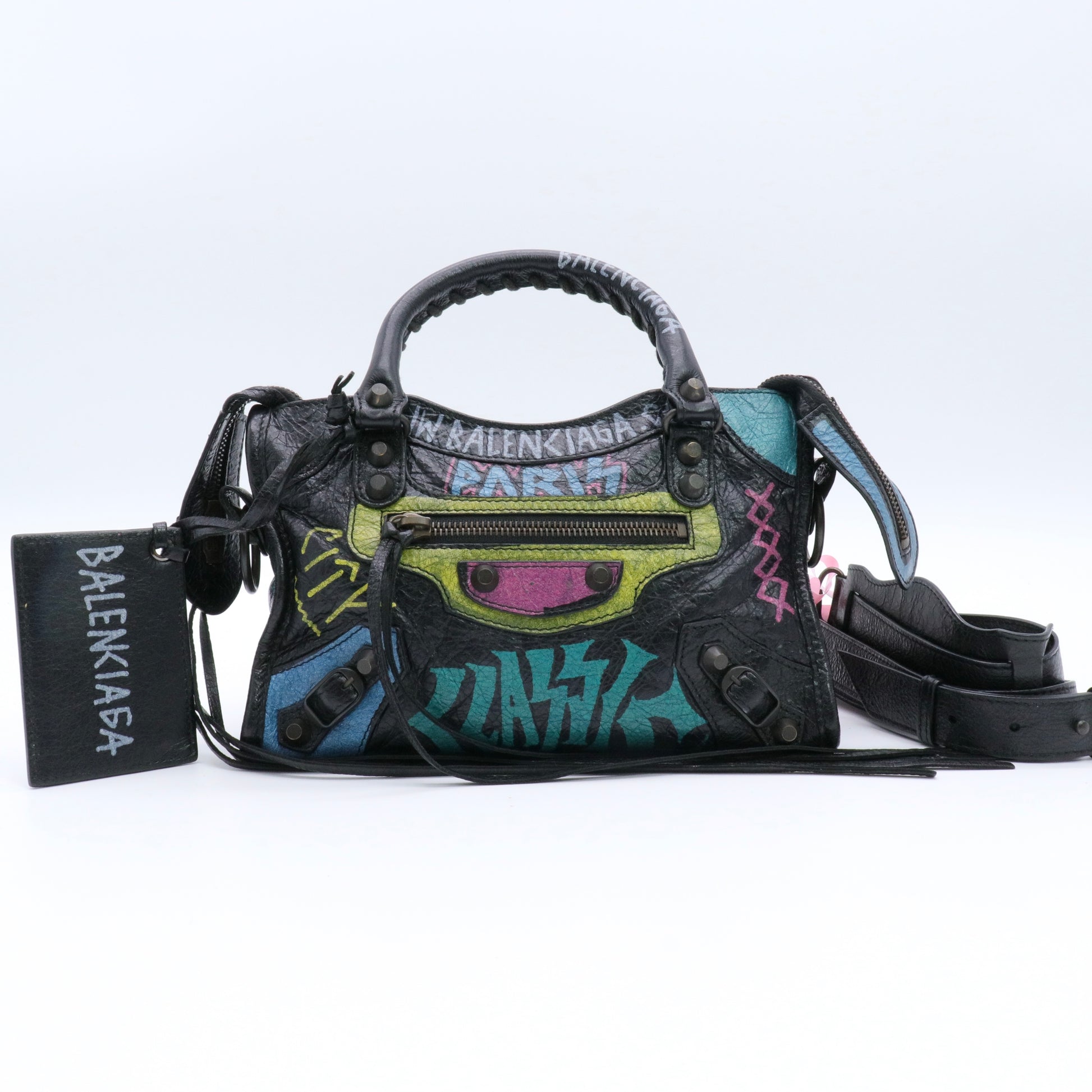 Agneau Arena Graffiti All Over Classic Hardware Mini City Black Multicolor twins