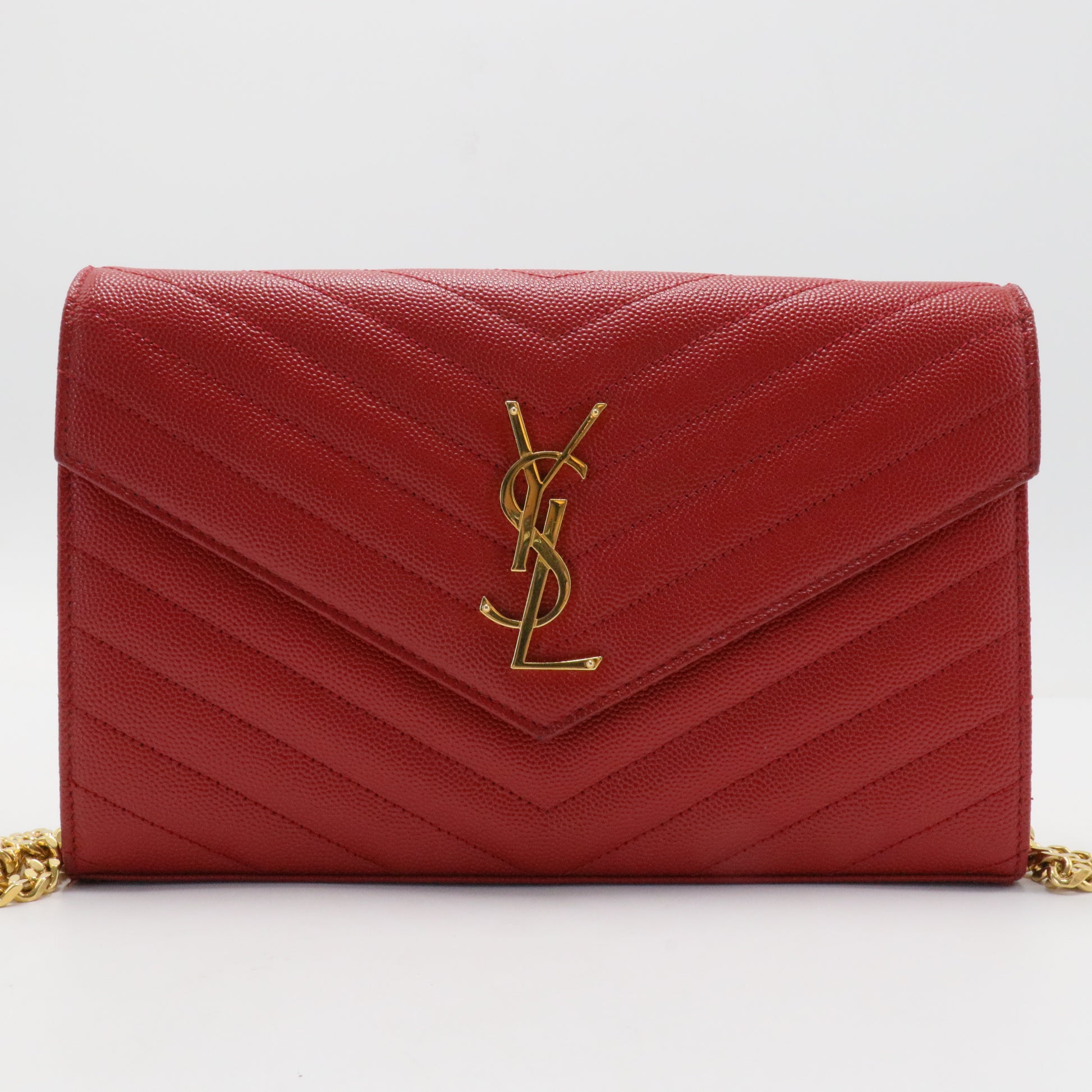 Classic Monogram Wallet on Chain Matelasse Chevron Leather Medium