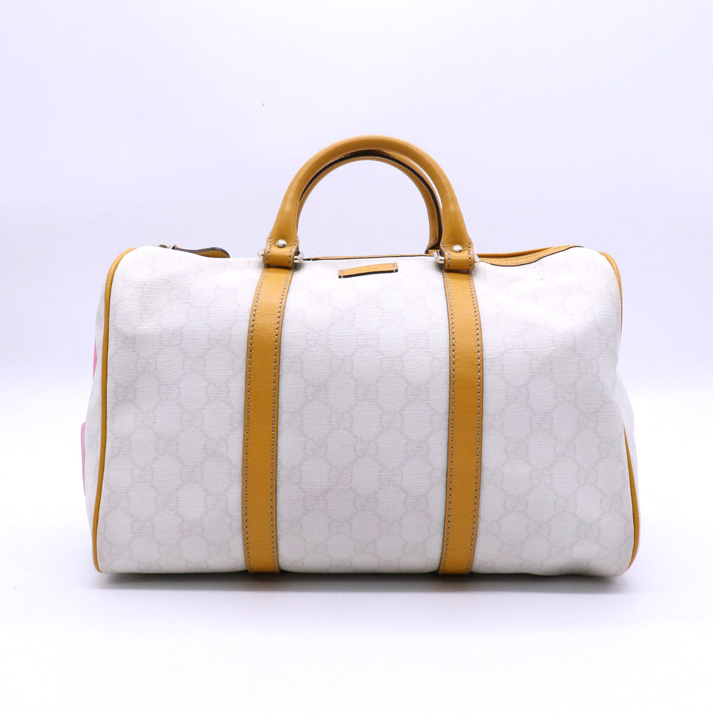 Yellow/White GG Coated Canvas Joy Medium Boston Bag
