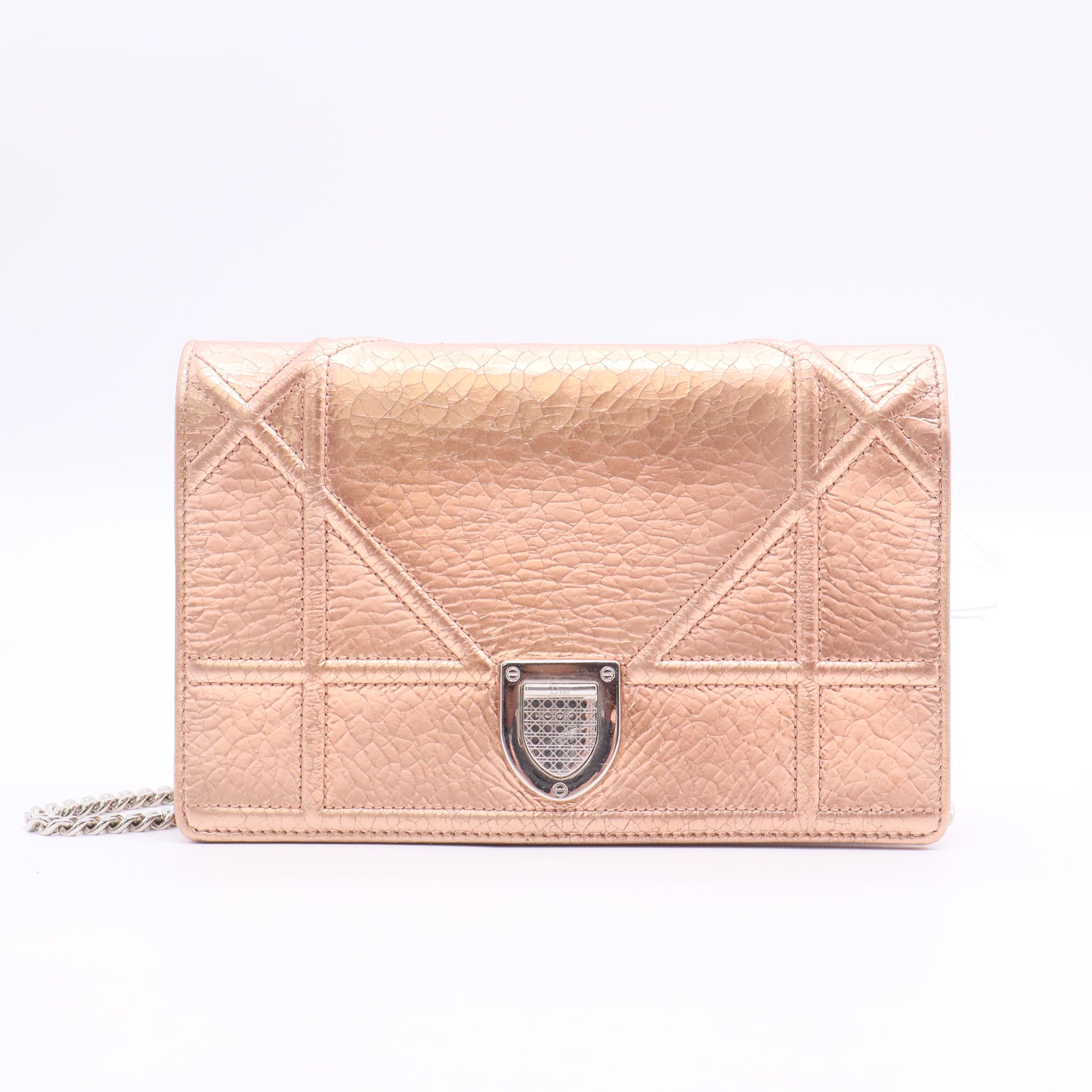 Gold Metallic Ceramic Effect Diorama Wallet on Chain Golden Twins LDJ3031