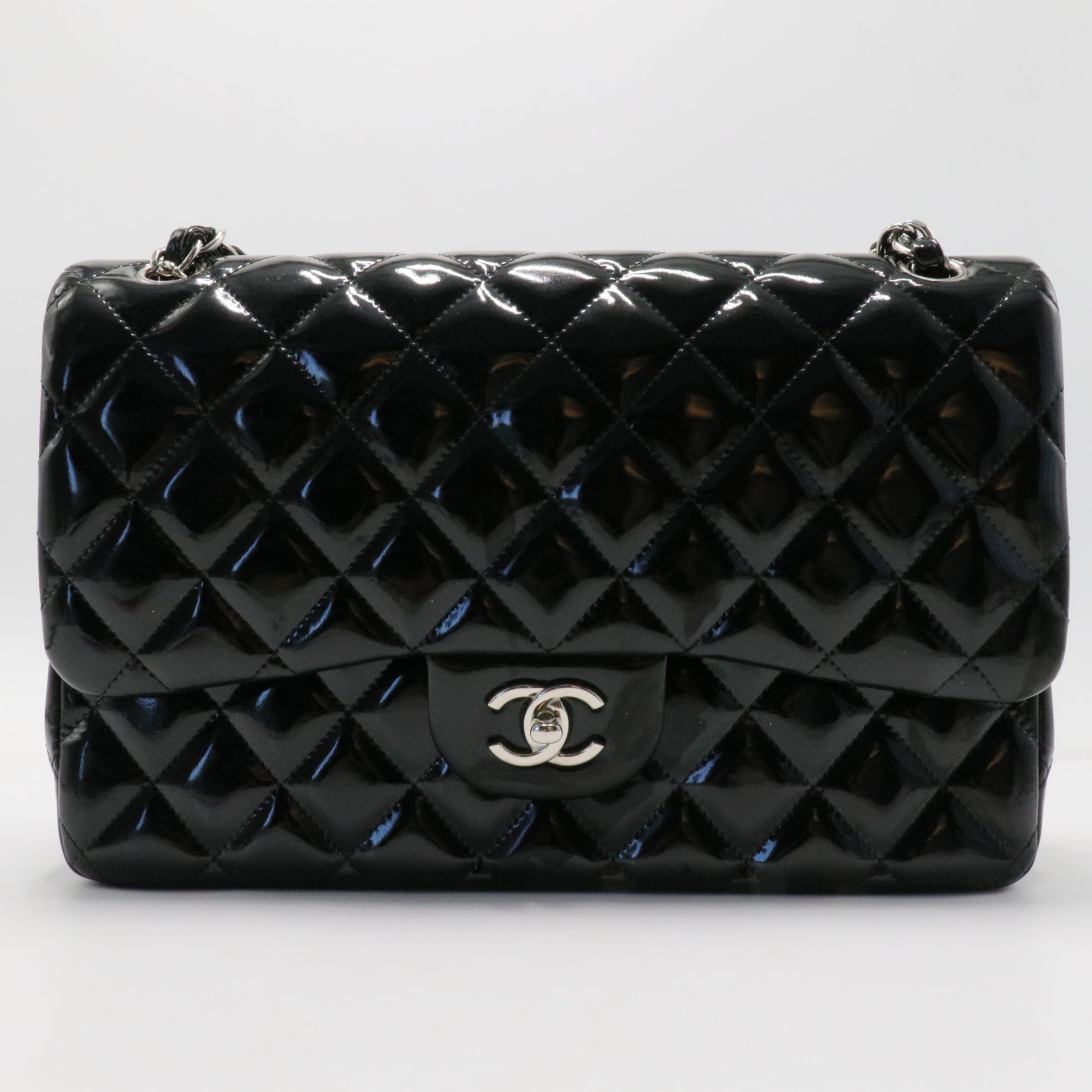 Classic Double Flap Bag Quilted Patent Jumbo