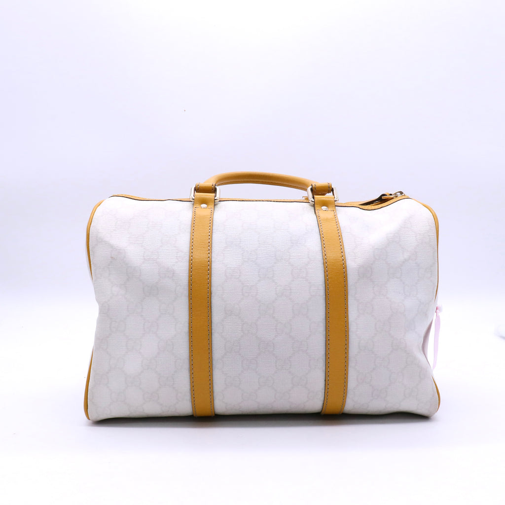 Yellow/White GG Coated Canvas Joy Medium Boston Bag