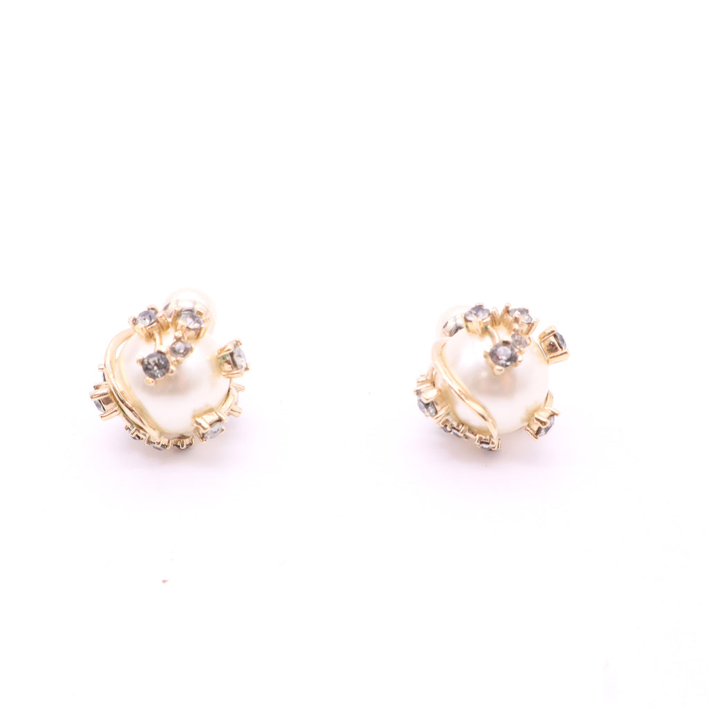 Dior Multi Charm Tribales Stud Earrings Metal and Faux Pearls with Crystal Twins