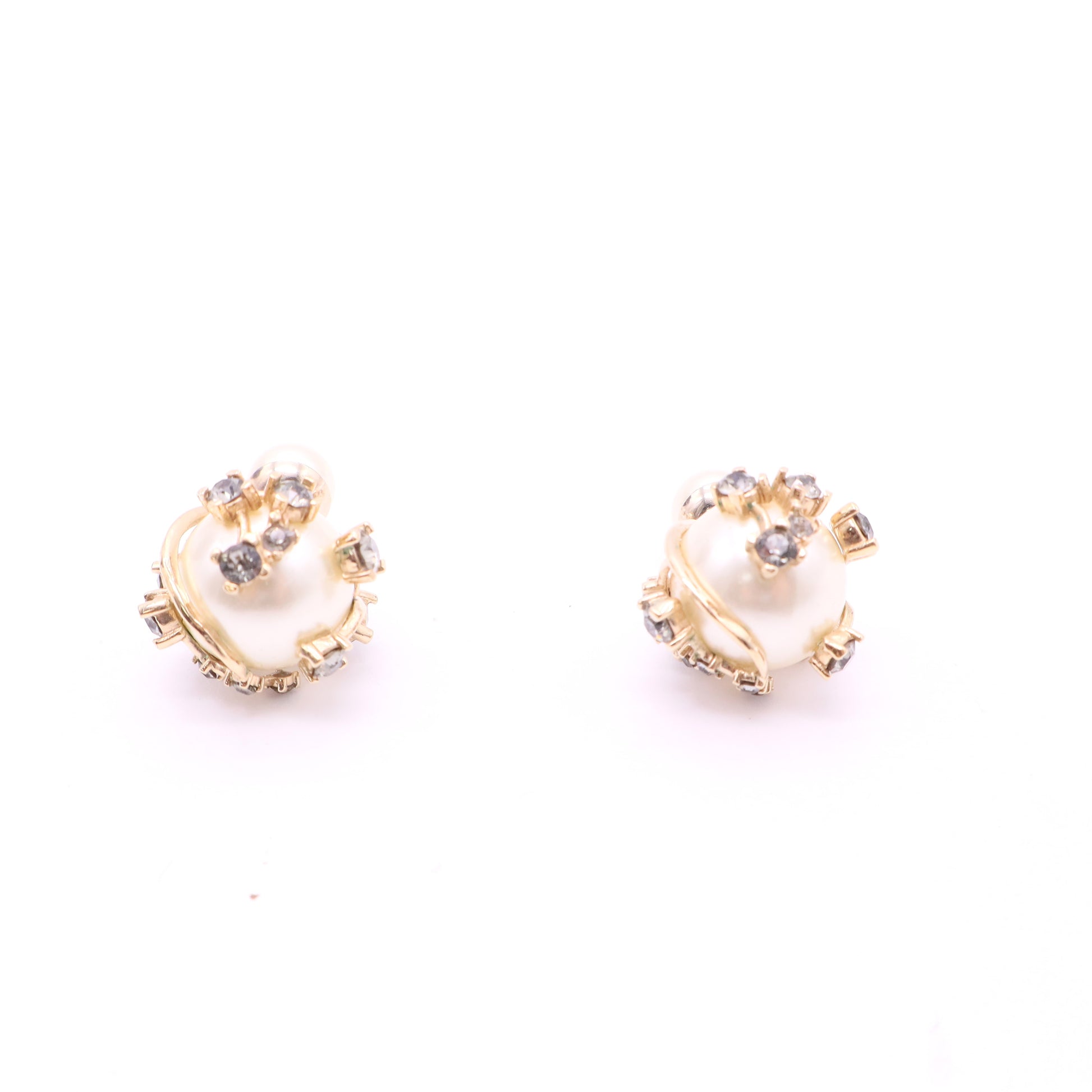 Dior Multi Charm Tribales Stud Earrings Metal and Faux Pearls with Crystal Twins