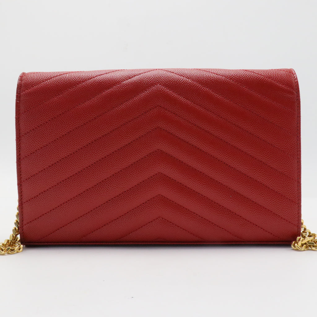 Classic Monogram Wallet on Chain Matelasse Chevron Leather Medium