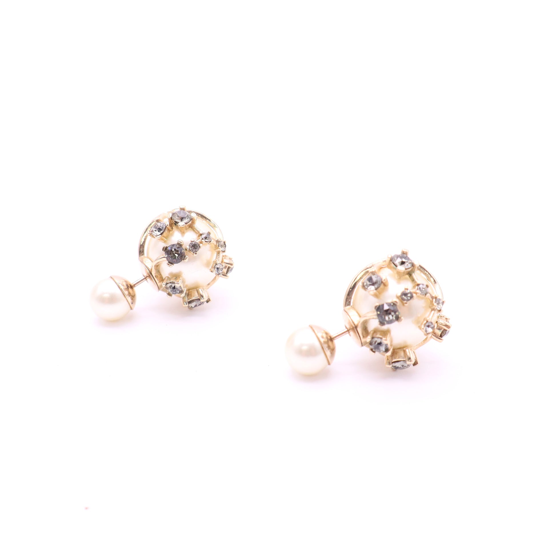 Dior Multi Charm Tribales Stud Earrings Metal and Faux Pearls with Crystal Twins