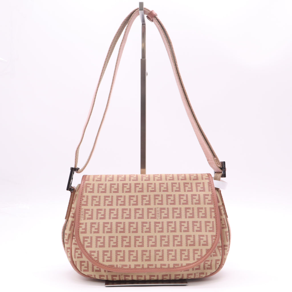 Fendi Zucchino Canvas Flap Shoulder Bag B23334