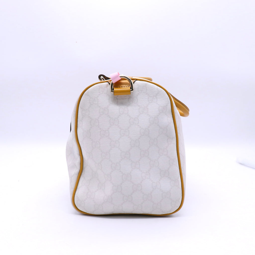 Yellow/White GG Coated Canvas Joy Medium Boston Bag