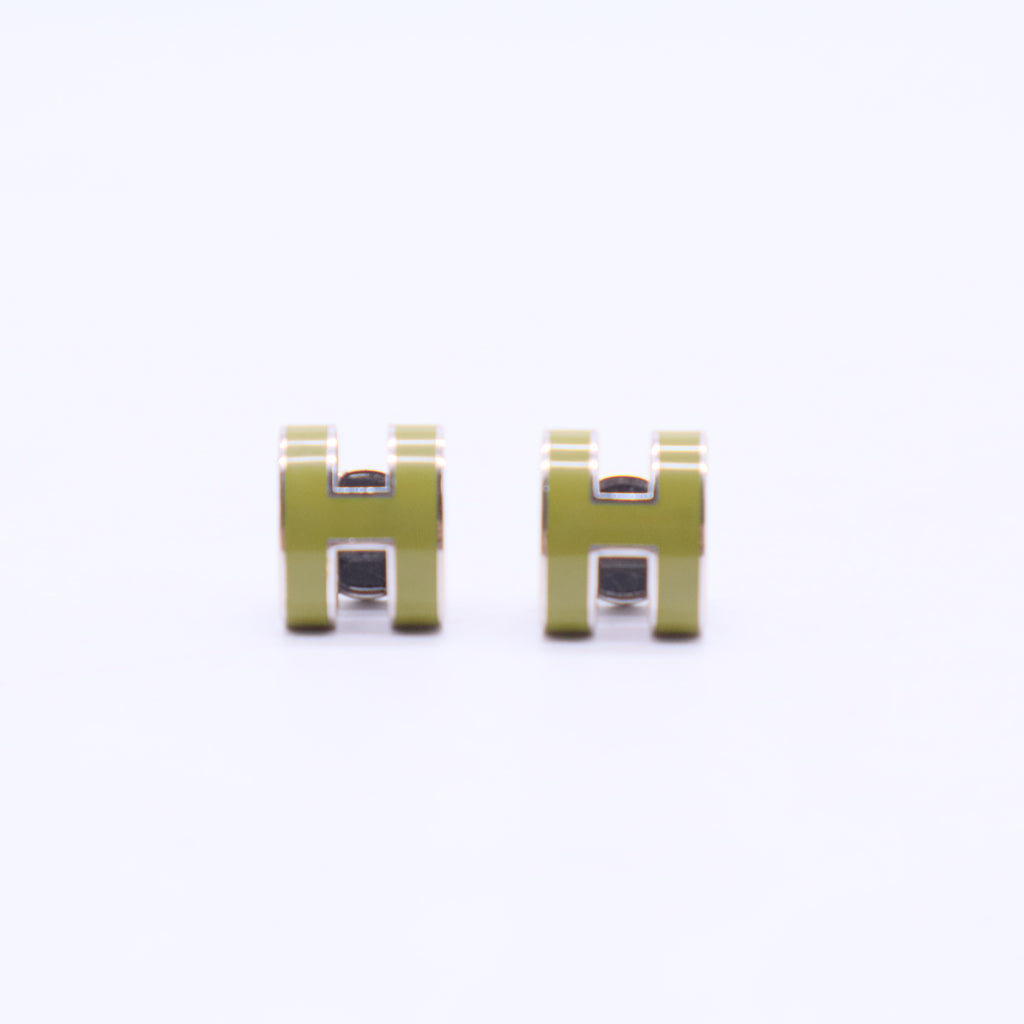 Pop H Green Stud Earrings Silvery W20319
