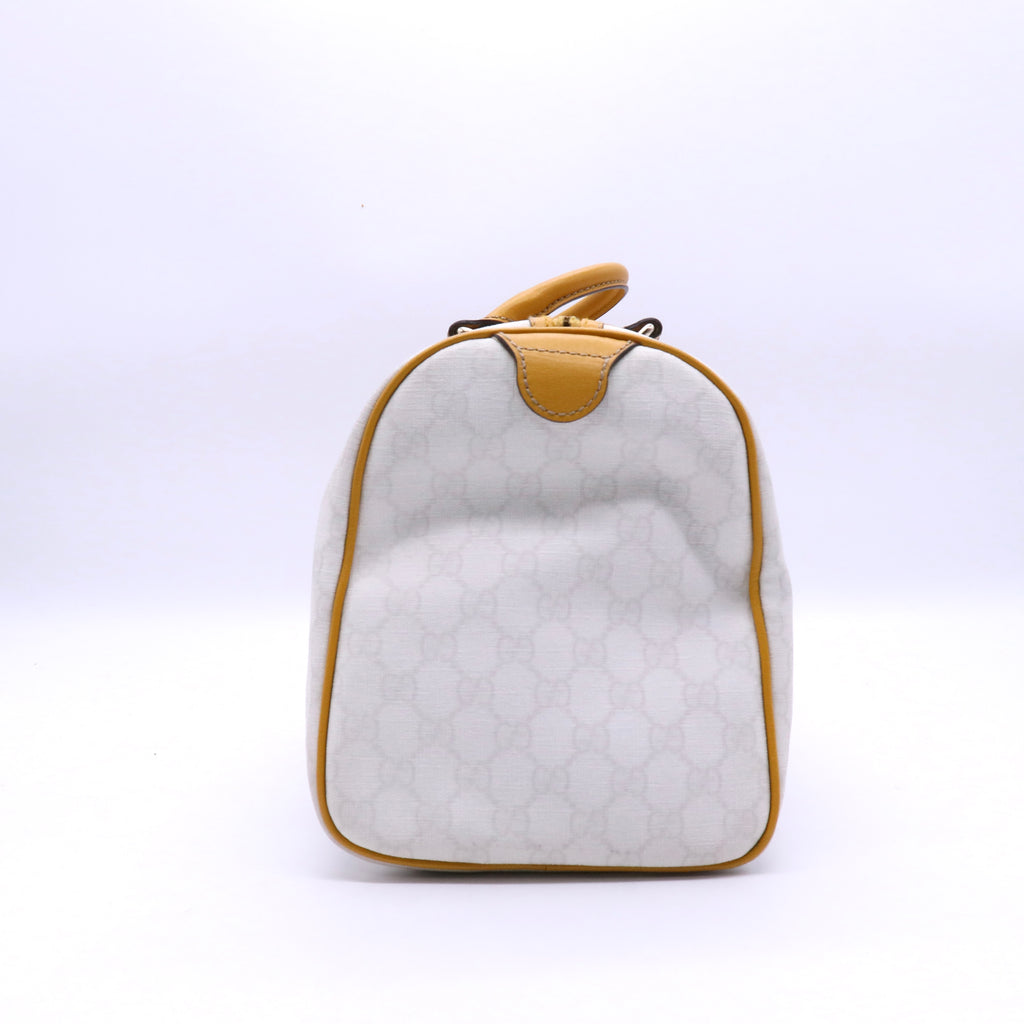 Yellow/White GG Coated Canvas Joy Medium Boston Bag
