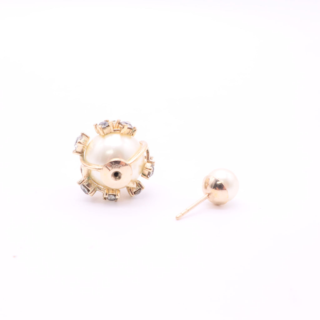 Dior Multi Charm Tribales Stud Earrings Metal and Faux Pearls with Crystal Twins