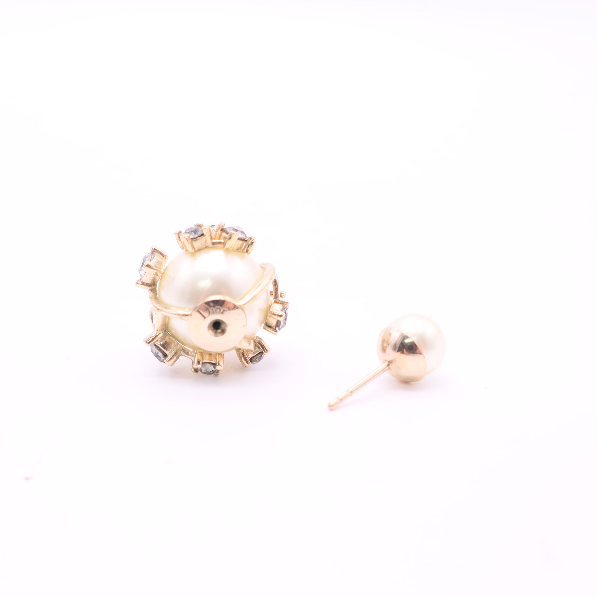 Dior Multi Charm Tribales Stud Earrings Metal and Faux Pearls with Crystal Twins